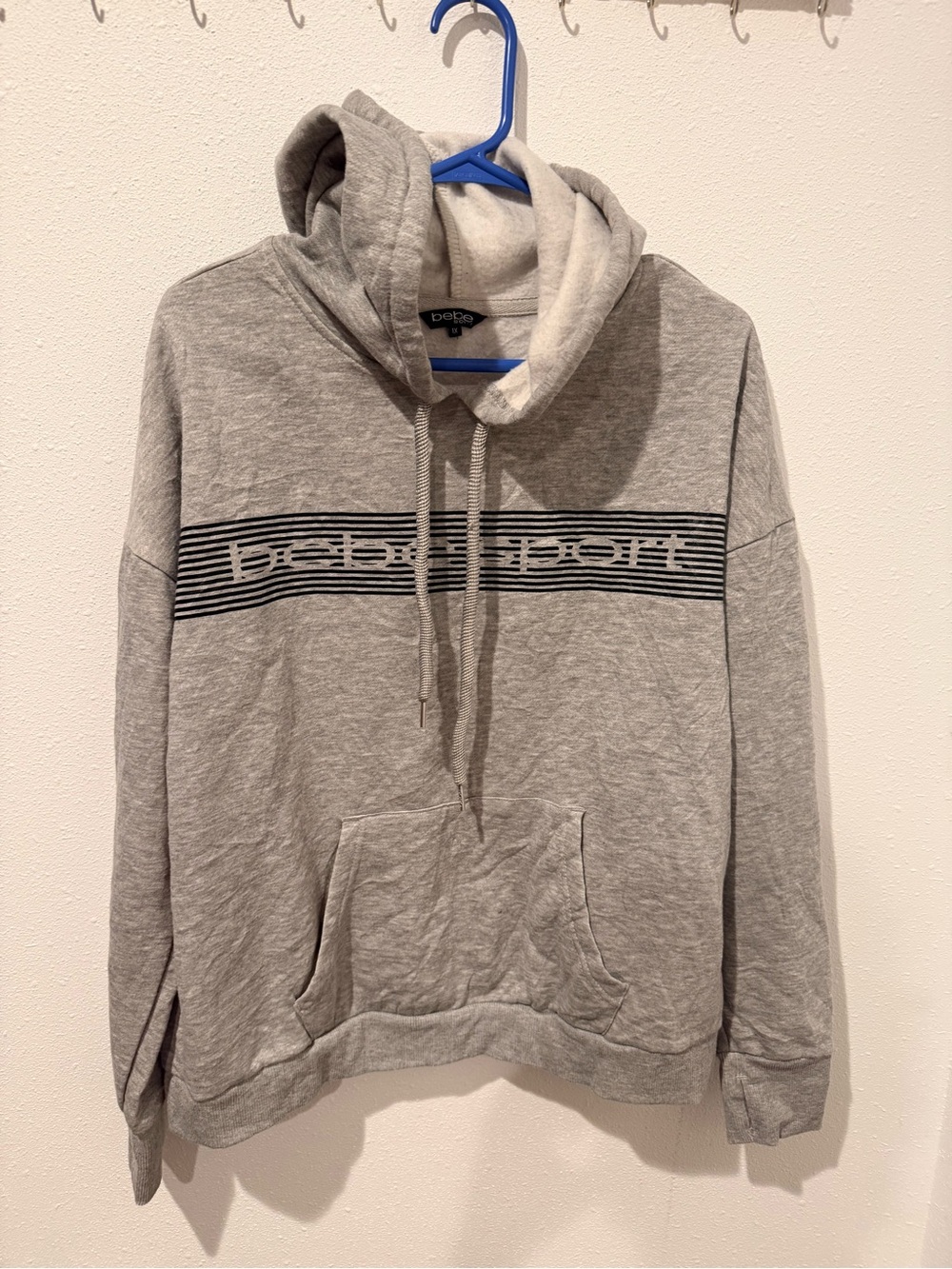 bebe Gray Logo Pullover Hoodie